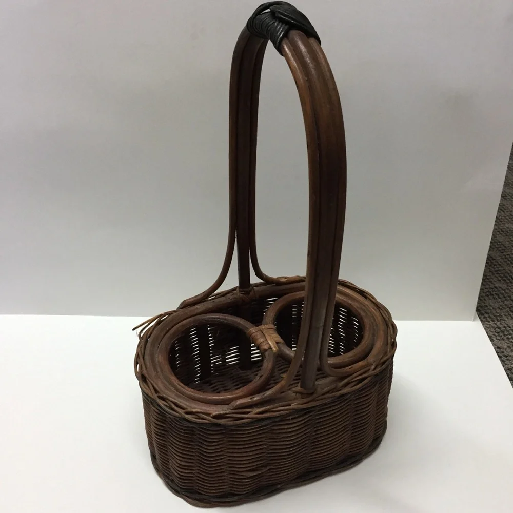 Wicker Wine Basket Sunflower Farmhouse Cottagecore BoHo Decor
